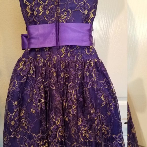Jessica McClintock gold & purple party / dance dress - Picture 4 of 5